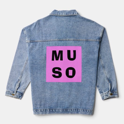 Muso Roze Zwart Stijlvol Chique Muzikant Liefhebbe Denim Jacket (Achterkant)