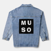 Muso Zwart Wit Muzikant Liefhebber Verklaring Denim Jacket (Achterkant)