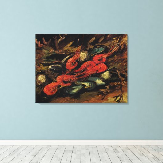 Mussels en garnalen van Vincent van Gogh Canvas Afdruk (Insitu (Houten vloer))