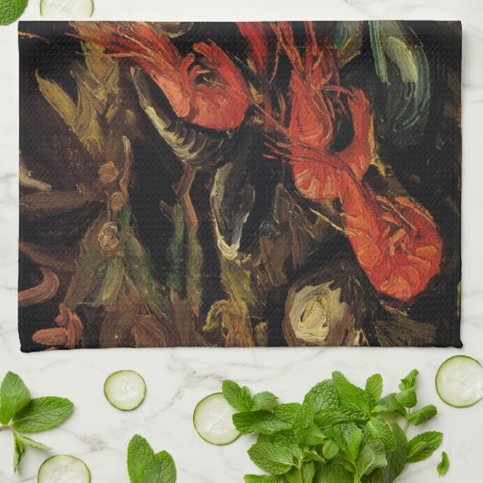 Mussels en garnalen van Vincent van Gogh Theedoek (Gevouwen)