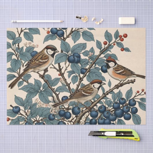 mussen en bosbessen Decoupage Tissuepapier (Craft)