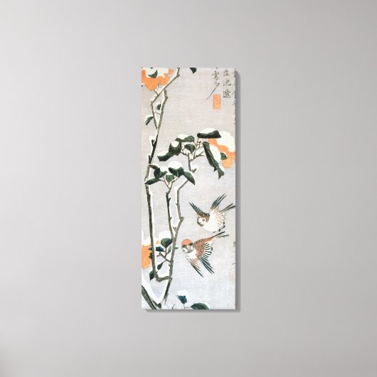 Mussen en Camellia in de Sneeuw van Ando Hiroshige Canvas Afdruk (Voorkant)