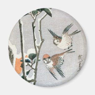 Mussen en Camellia in de Sneeuw van Ando Hiroshige Magneet