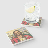 Mussen en lelies stenen onderzetter (Zijkant)