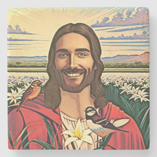 Mussen en lelies stenen onderzetter (Voorkant)