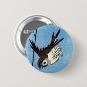 Mussen en wild Roos, Hiroshige Ronde Button 5,7 Cm (Voorkant /achterkant)