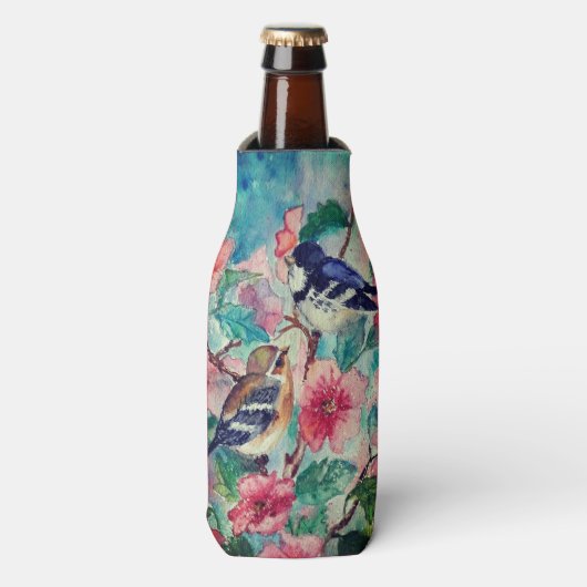 Mussen fles koeler mooie vogels (Fles Voorkant)