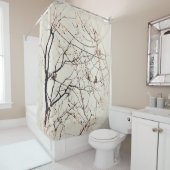 Mussen in boomtakken Neutrale Natuur Douchegordijn (In situ)