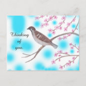 Mussen in Cherry Blossom Tree Sky Briefkaarten (Voorkant)