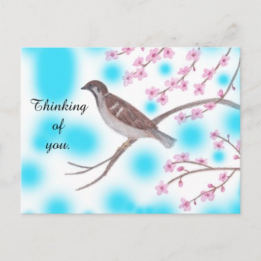 Mussen in Cherry Blossom Tree Sky Briefkaarten (Voorkant)