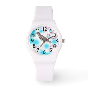 Mussen in Cherry Blossom Tree Sky Watches Horloge