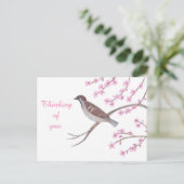 Mussen in Cherry Blossom Tree Thinking Briefkaarte Briefkaart (Staand voorkant)