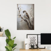 Mussen lente bosprint, rustieke vogelkinderkamer poster (Thuiskantoor)