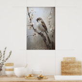 Mussen lente bosprint, rustieke vogelkinderkamer poster (Keuken)