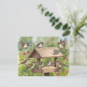 Mussen met vogelvoeder Briefkaart (Staand voorkant)