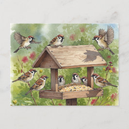 Mussen met vogelvoeder Briefkaart