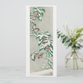 Mussen op een besneeuwde tak feestdagenkaart (Staand voorkant)