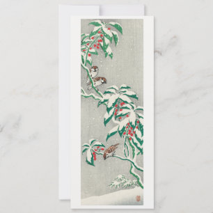 Mussen op een besneeuwde tak feestdagenkaart