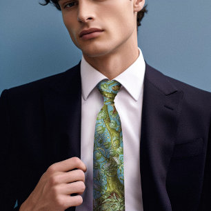 Mussen Vogels Monogram Kunst en Ambachten Mannen Stropdas