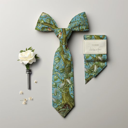 Mussen Vogels Monogram Kunst en Ambachten Mannen Stropdas