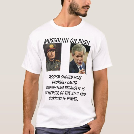 Mussolini op Struik, struik_points, fascisme zou . T-shirt (Voorkant)