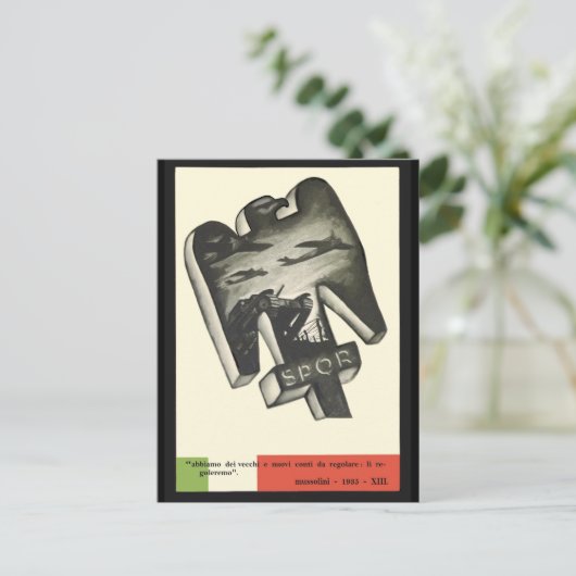 Mussolini Propaganda Briefkaart (Staand voorkant)