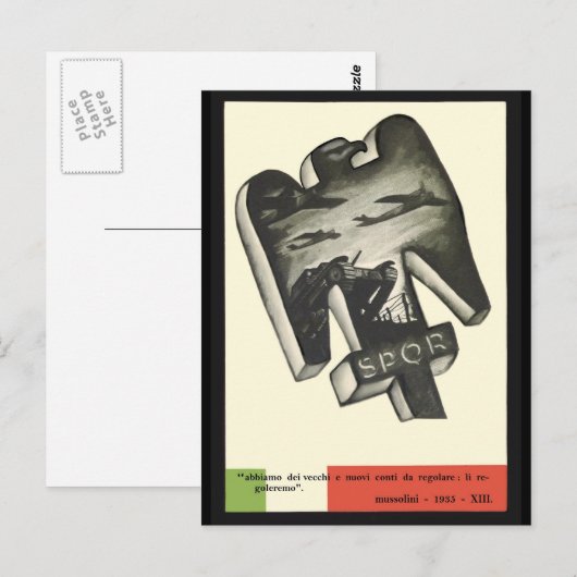 Mussolini Propaganda Briefkaart (Voorkant / Achterkant)
