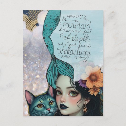 Must Be a Mermaid Mixed Media Collage Briefkaart (Voorkant)
