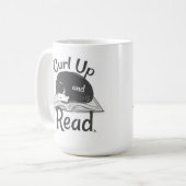 Must Curl Up Read Cat Lover Reading Design Koffiemok (Voorkant links)