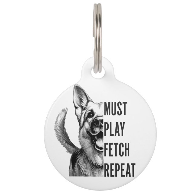 Must Play Fetch Repeat – Hondenliefhebber ontwerp Huisdierpenning (Voorkant)