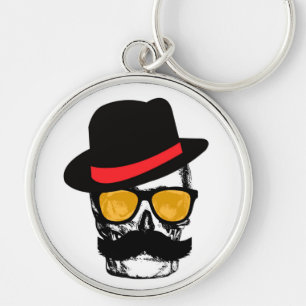 Mustach calavera met stijl sleutelhanger