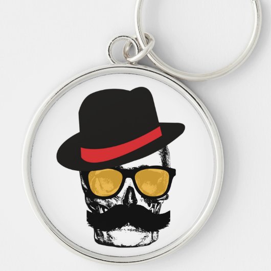 Mustach calavera met stijl sleutelhanger (Voorkant)