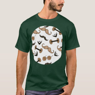 Mustachbaard en dumbbelpatroon t-shirt