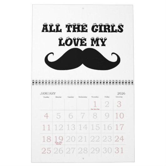 Mustache 2013 kalender (Jan 2026)
