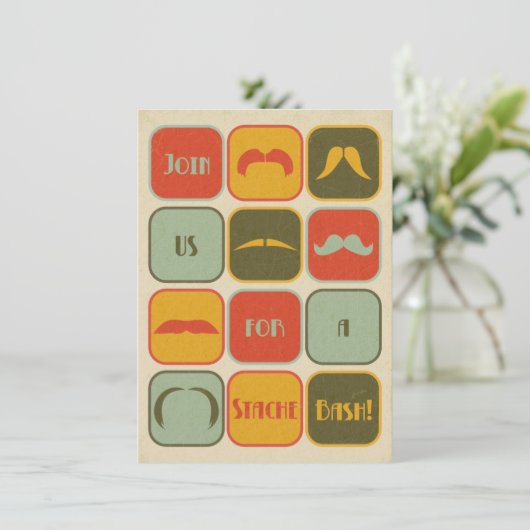 Mustache 40e verjaardag uitnodiging (Staand voorkant)