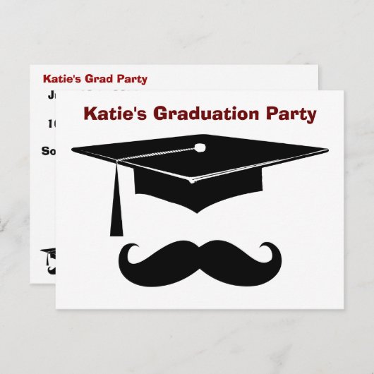 Mustache Afstuderen Briefkaart (Voorkant / Achterkant)
