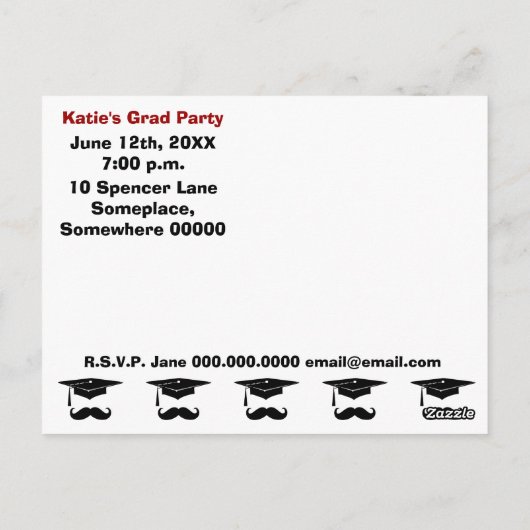 Mustache Afstuderen Briefkaart (Achterkant)