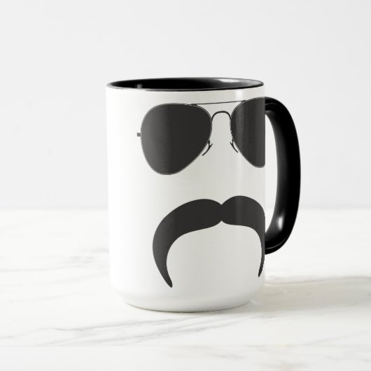 Mustache Aviator Silhouette Mok (Voorkant rechts)