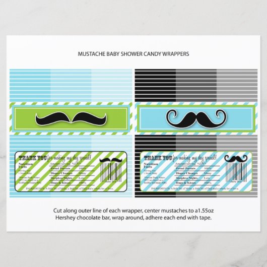 Mustache Baby shower Chocolade Bar wrappers (Voorkant)