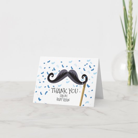 Mustache Baby shower dank u opmerking Bedankkaart (Voorkant)