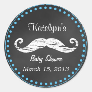Mustache Baby shower Favor Sticker