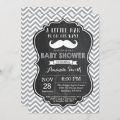 Mustache Baby shower Invitation Black en Grey Kaart (Voorkant / Achterkant)