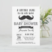 Mustache Baby shower Invitation Black en Grey Kaart (Staand voorkant)