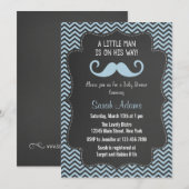 Mustache Baby shower Invitation Chalkboard Kaart (Voorkant / Achterkant)