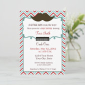 Mustache Baby shower Invitation for Little Man Kaart (Staand voorkant)