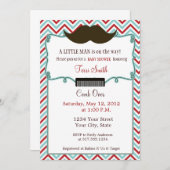 Mustache Baby shower Invitation for Little Man Kaart (Voorkant / Achterkant)