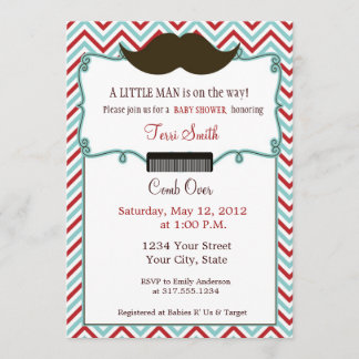 Mustache Baby shower Invitation for Little Man Kaart