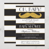 Mustache Baby shower Invitation - Little Man Kaart (Voorkant / Achterkant)