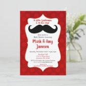 Mustache Baby shower Invitation Little Man Red Kaart (Staand voorkant)