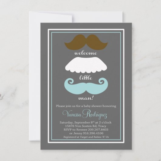 Mustache Baby shower Kaart (Voorkant)